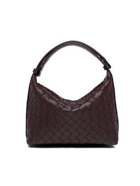 Woven Vegan Leather Shoulder Bag Top-Handle Handbag Spacious Interior
